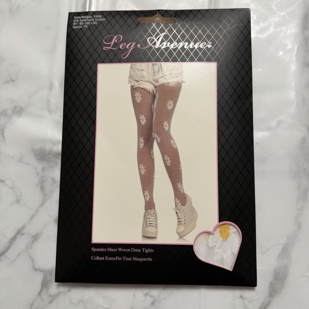 Leg Avenue Spandex‎ Daisy Pantyhose Adult One Size Fits 90-160 Lbs 70 Denier